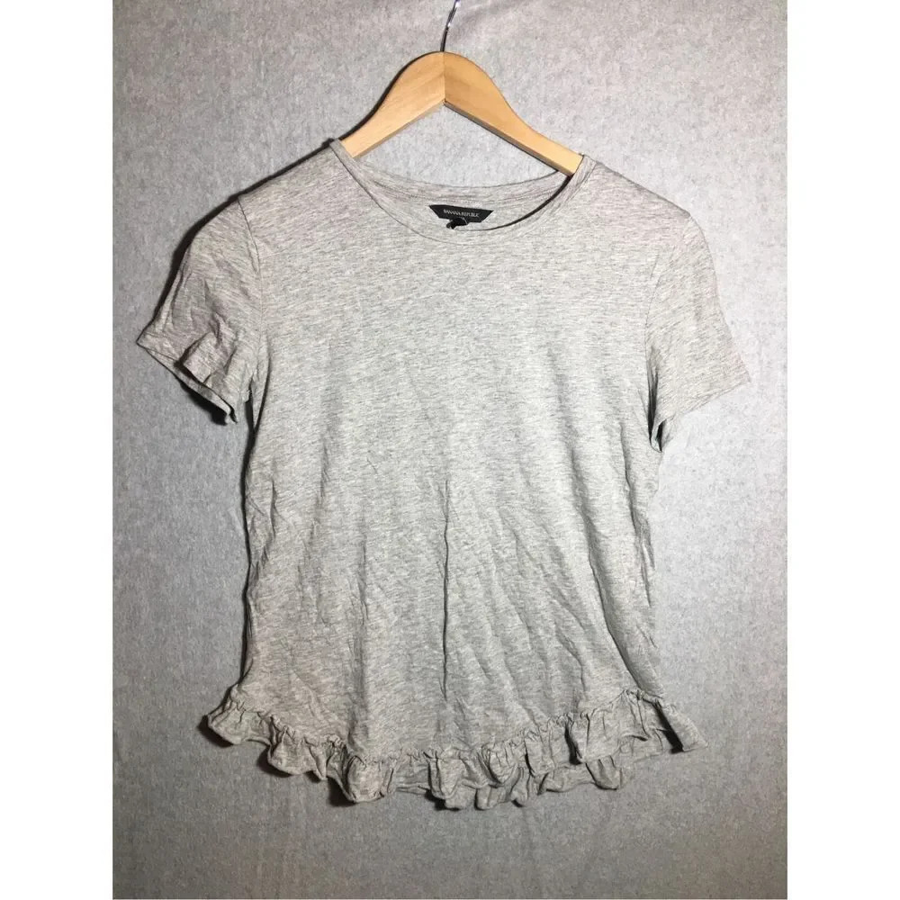 Womens Banana Republic Blouse Ruffle Hem Feminine Cotton Blend Cute Casual